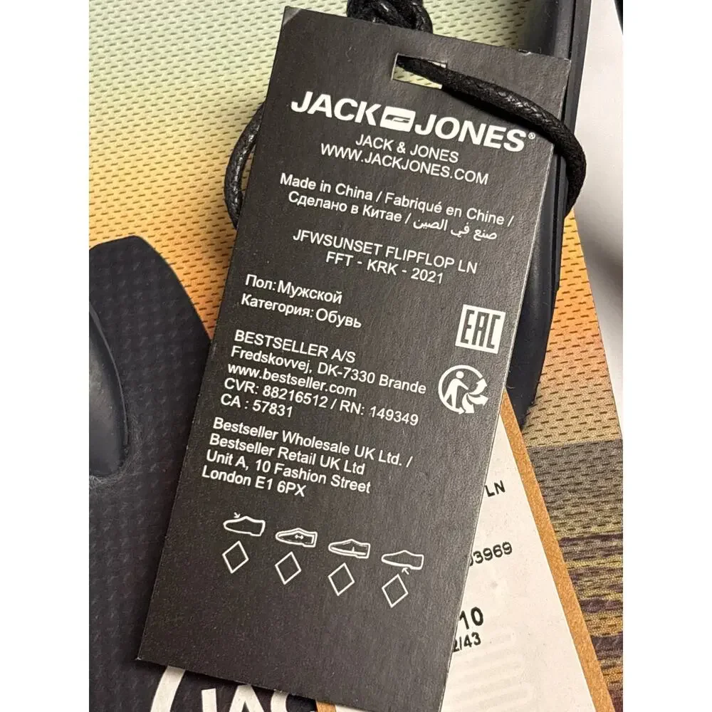 Jack & Jones NWT Sunset Flipflop Sandals Navy Blazer 8-10 Slip On Beach Resort